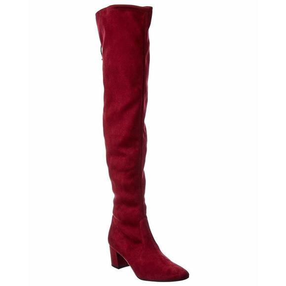 Stuart Weitzman Genna 60 Suede Over-The-Knee Boot, 6.5, Red - Picture 1 of 1
